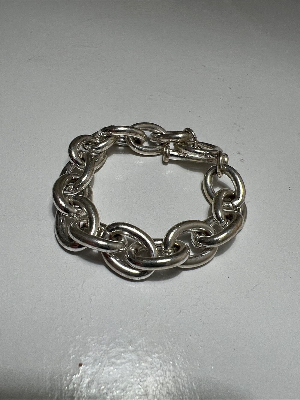 Shiny Silver Chunky Link Bracelet - Estate Vintage - Picture 4 of 15